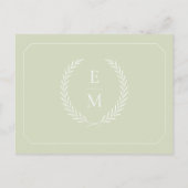 Minimalistische Laurel Monogram Wedding Save the D Aankondigingskaart (Achterkant)
