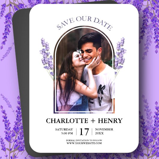 Minimalistische lavendel bruiloft Bewaar de datum  Magneet