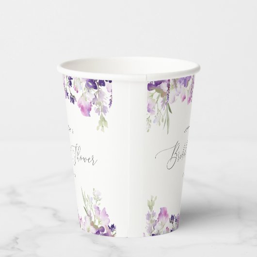 Minimalistische lavendel lila bruidsdouche papieren bekers (Rechts)
