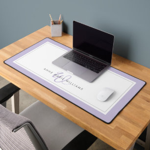 Minimalistische Lavendel Script Tweegrens Monogram Bureaumat