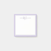 Minimalistische Lavendel Script Tweegrens Monogram Post-it® Notes (Voorkant)