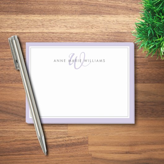 Minimalistische Lavendel Script Tweegrens Monogram Post-it® Notes