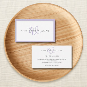 Minimalistische Lavendel Script Tweegrens Monogram Visitekaartje