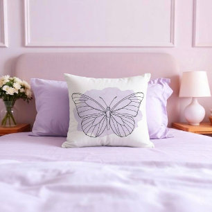 Minimalistische Lavendel Vlinder Watercolor Kussen