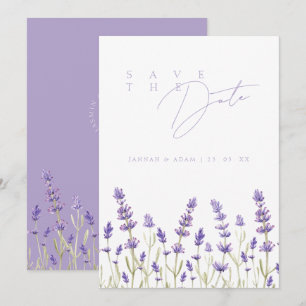 Minimalistische Lavendel Wilde Bloemen Bruiloft Save The Date