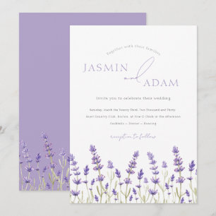 Minimalistische Lavendel Wildflowers Initialen bru Kaart