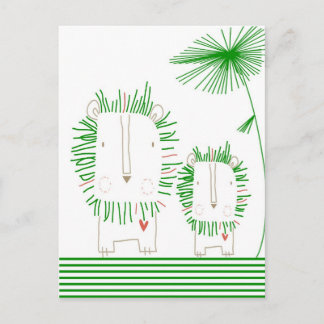 Minimalistische leeuw - groen briefkaart