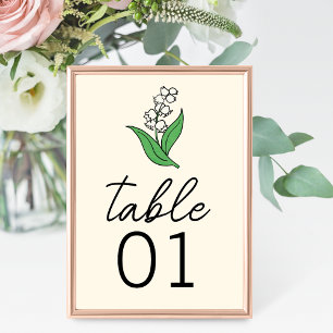 Minimalistische Lelie van de Vallei Trouwtafel Num Kaart
