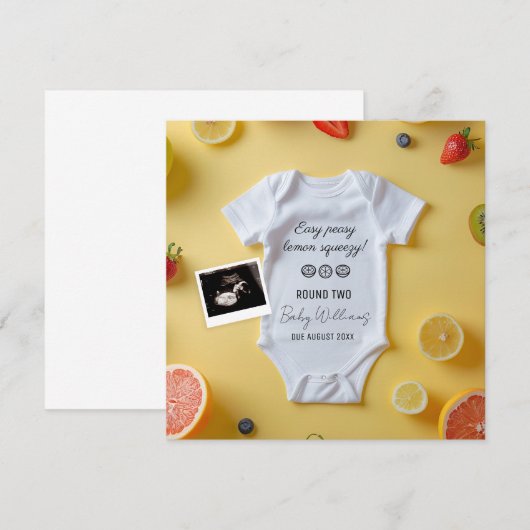 Minimalistische Lemmon 2e Baby aankondiging (Voorkant / Achterkant)