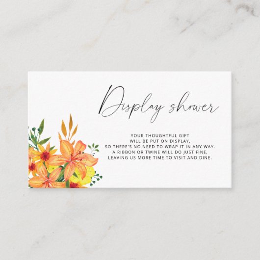 Minimalistische lente display douche informatiekaartje (Voorkant)