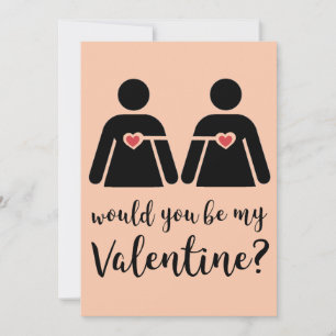 Minimalistische Lesbische LBGTQ+ Valentijnsdag Kaa Feestdagenkaart