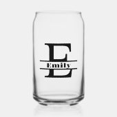 Minimalistische letter E Monogram en aangepaste na Blikvorm Glas (Voorkant)