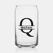 Minimalistische letter Q Monogram en aangepaste na Blikvorm Glas (Voorkant)