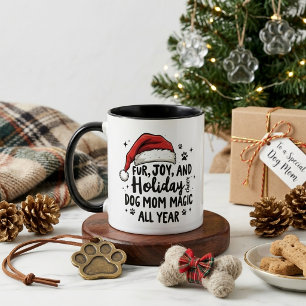 Minimalistische leuke kersthoed & typografie Hond Mok