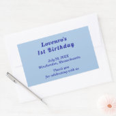 Minimalistische lichtblauwe verjaardagsstickers vo rechthoekige sticker (Envelop)