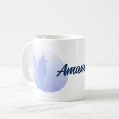 Minimalistische lichtblauwe vogel silhouet koffiemok (Voorkant links)