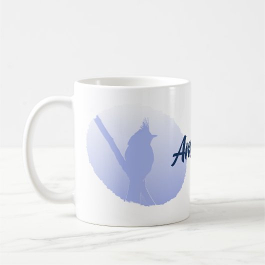 Minimalistische lichtblauwe vogel silhouet koffiemok (Links)