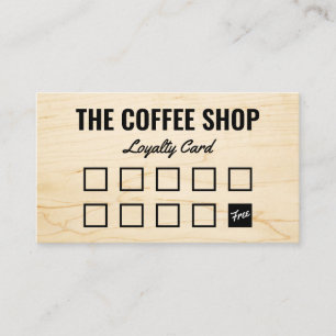Minimalistische lichte houtnerf rustieke coffeesho klantenkaartje