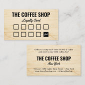 Minimalistische lichte houtnerf rustieke coffeesho klantenkaartje (Voorkant / Achterkant)