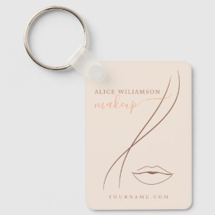 Minimalistische lichte perzik Make-up Artiest Lijn Sleutelhanger