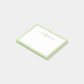 Minimalistische lichtgroene script twee rand monog post-it® notes (Schuin)