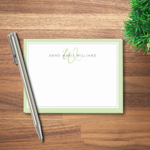 Minimalistische lichtgroene script twee rand monog post-it® notes