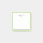 Minimalistische lichtgroene script twee rand monog post-it® notes (Voorkant)