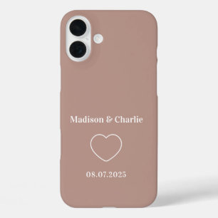 Minimalistische liefde bruiloft Jubileum iPhone 16 Plus Hoesje