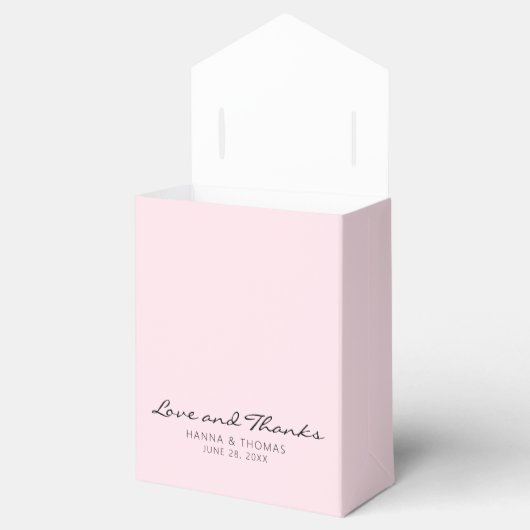 Minimalistische liefde en Bedankt Blush Pink Weddi Bedankdoosjes (Geopend)