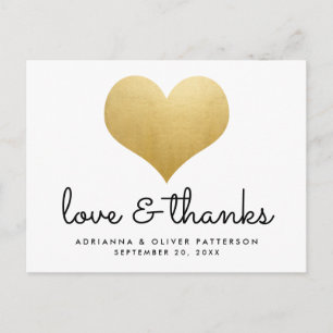 Minimalistische liefde en Bedankt Faux Gold Foil H Briefkaart