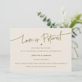 Minimalistische liefde is patiënt bruiloft update kaart (Staand voorkant)