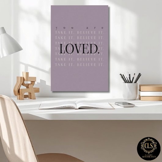 Minimalistische liefdescitatenposterprint - mauve poster