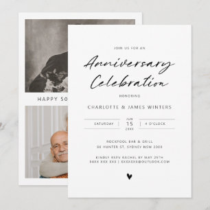 Minimalistische liefdeshart jubileumuitnodiging  kaart