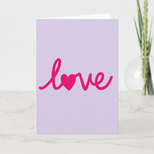 Minimalistische liefdeshart script platte kaart