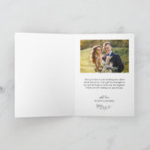 Minimalistische liefdeshartscript gevouwen trouwfo bedankkaart (Binnen)