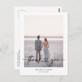 Minimalistische liefdeshartscript Huwelijk Bedankt Briefkaart (Voorkant / Achterkant)
