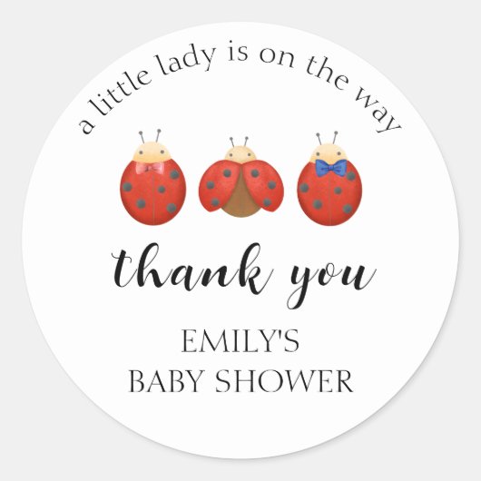 Minimalistische lieveheersbeestje familie bedankt ronde sticker (Voorkant)