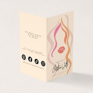Minimalistische Light Peach Haarstylist prijslijst Visitekaartjes