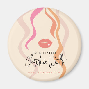 Minimalistische Light Peach Haarstylist Wavy Hair  Magneet