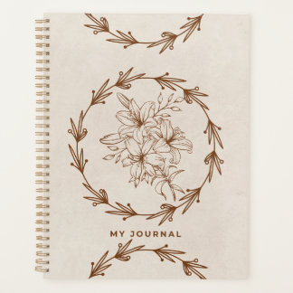 Minimalistische Lijnkunst Bloemenkrans & Crème Planner