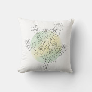 Minimalistische lijnkunst bloemige eucalyptus bos kussen