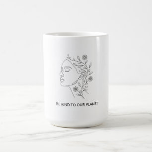 Minimalistische Lijnkunst Gezicht Wees Aardig Eco Koffiemok
