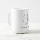 Minimalistische Lijnkunst Gezicht Wees Aardig Eco Koffiemok (Voorkant links)