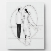 Minimalistische Lijnkunst Romantisch Paar dat Elka Fotoplaat (Voorkant)