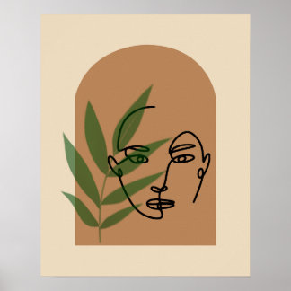 Minimalistische lijnkunst vrouwelijke muurkunstpos poster