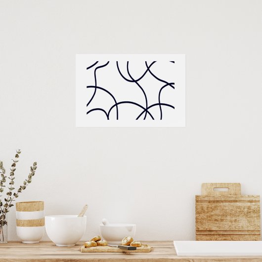 Minimalistische lijnkunst zwart-wit poster (Keuken)
