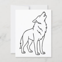 Minimalistische lijntekening van een wolf – Huilen