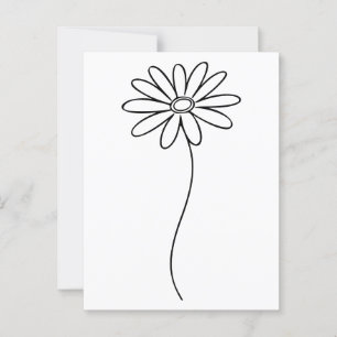 Minimalistische lijntekening van madeliefjesbloem briefkaart