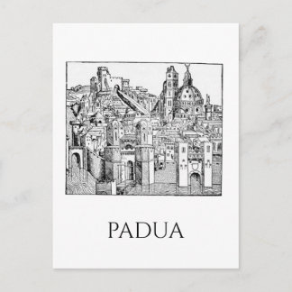 Minimalistische lijntekening van middeleeuwse Padu Briefkaart