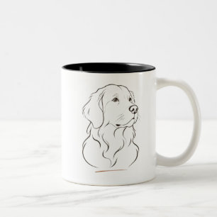 Minimalistische lijntekening van zwart hondenras tweekleurige koffiemok
